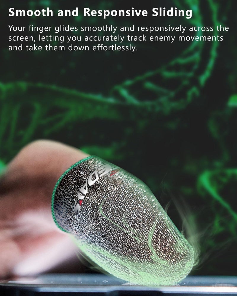 ACEDAYS Gaming Finger Sleeves,100% Visible Silver Fibers,Just Right Pressure/Breathable/Sweatproof, Upgrade Gaming Gloves for PUBG Mobile/Knives Out/Call of Duty Mobile（10pcs） M - Image 5